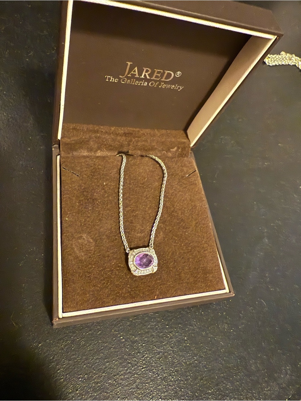Jared Silver Necklace with Purple Gemstone Pendant